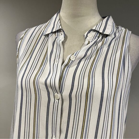 Max Studio Striped Sleeveless Button-Up Top size medium - Picture 2 of 12